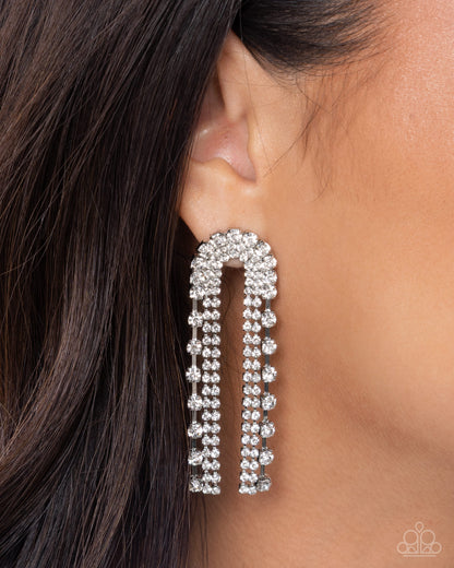 Adorable Arch - white - Paparazzi earrings