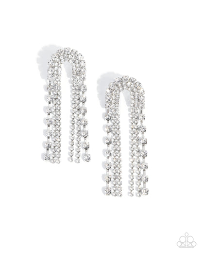 Adorable Arch - white - Paparazzi earrings