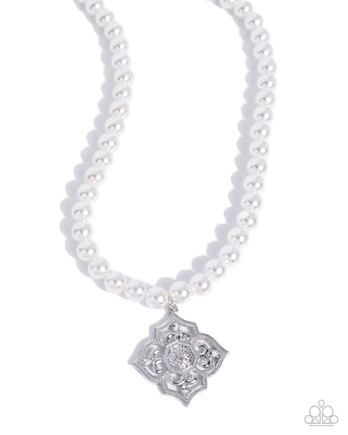 Adorable Art Deco - white - Paparazzi necklace