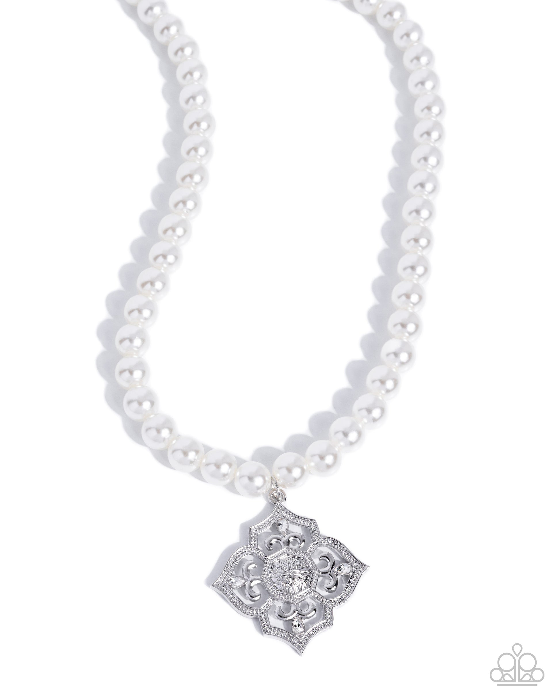 Adorable Art Deco - white - Paparazzi necklace