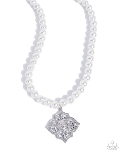 Adorable Art Deco - white - Paparazzi necklace