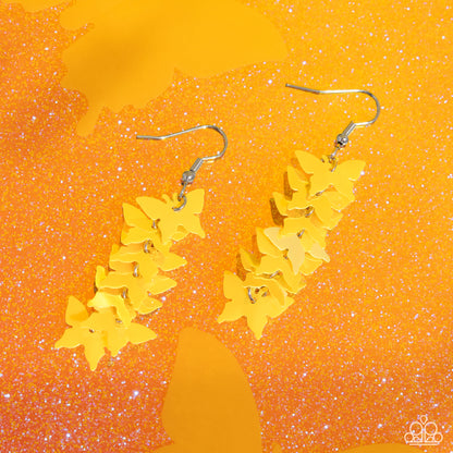 Aerial Ambiance - yellow - Paparazzi earrings
