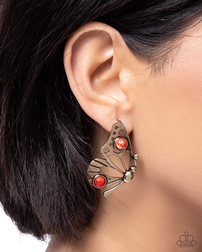 Aerial Angle - red - Paparazzi earrings