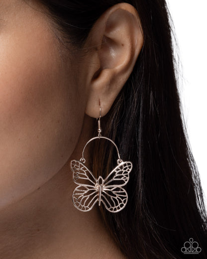 Aerial Arrival - rose gold - Paparazzi earrings