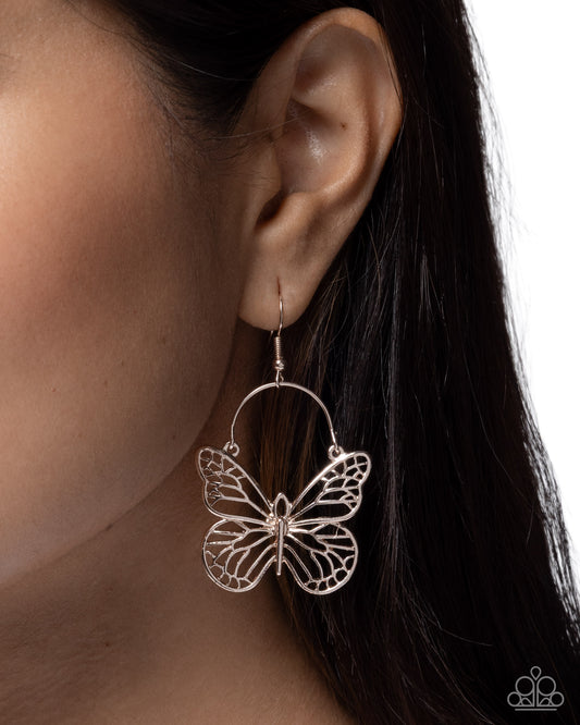 Aerial Arrival - rose gold - Paparazzi earrings