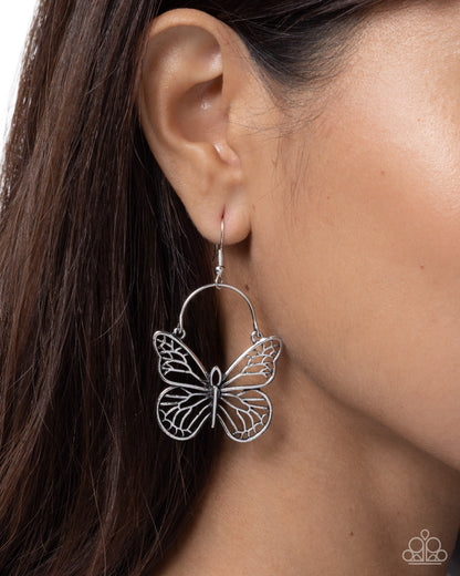 Aerial Arrival - silver - Paparazzi earrings