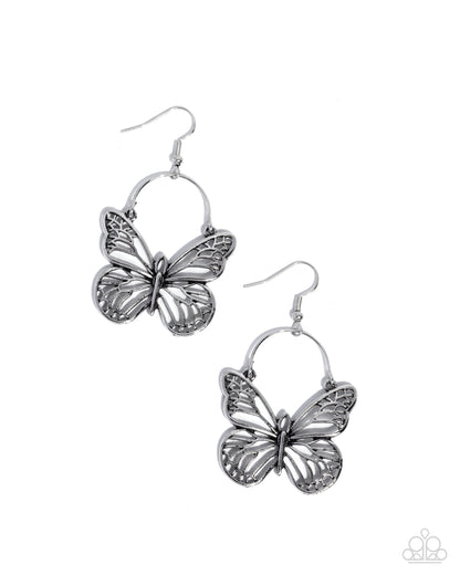 Aerial Arrival - silver - Paparazzi earrings