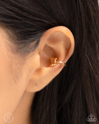 Aerial Attitude - gold - Paparazzi ear cuff