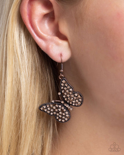 Aerial Audience - copper - Paparazzi earrings