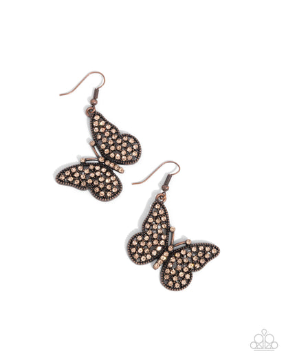 Aerial Audience - copper - Paparazzi earrings