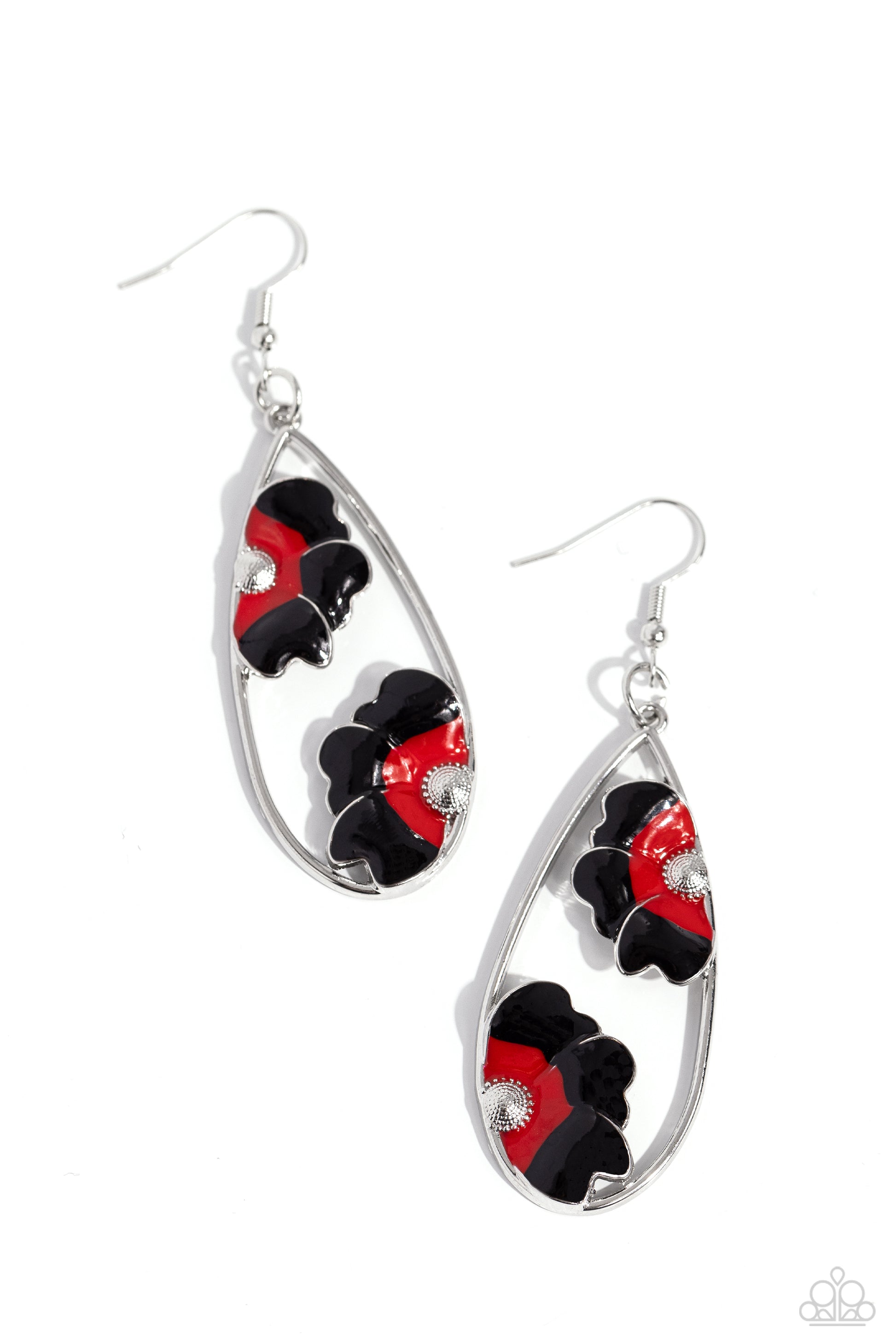 Airily Abloom - black - Paparazzi earrings