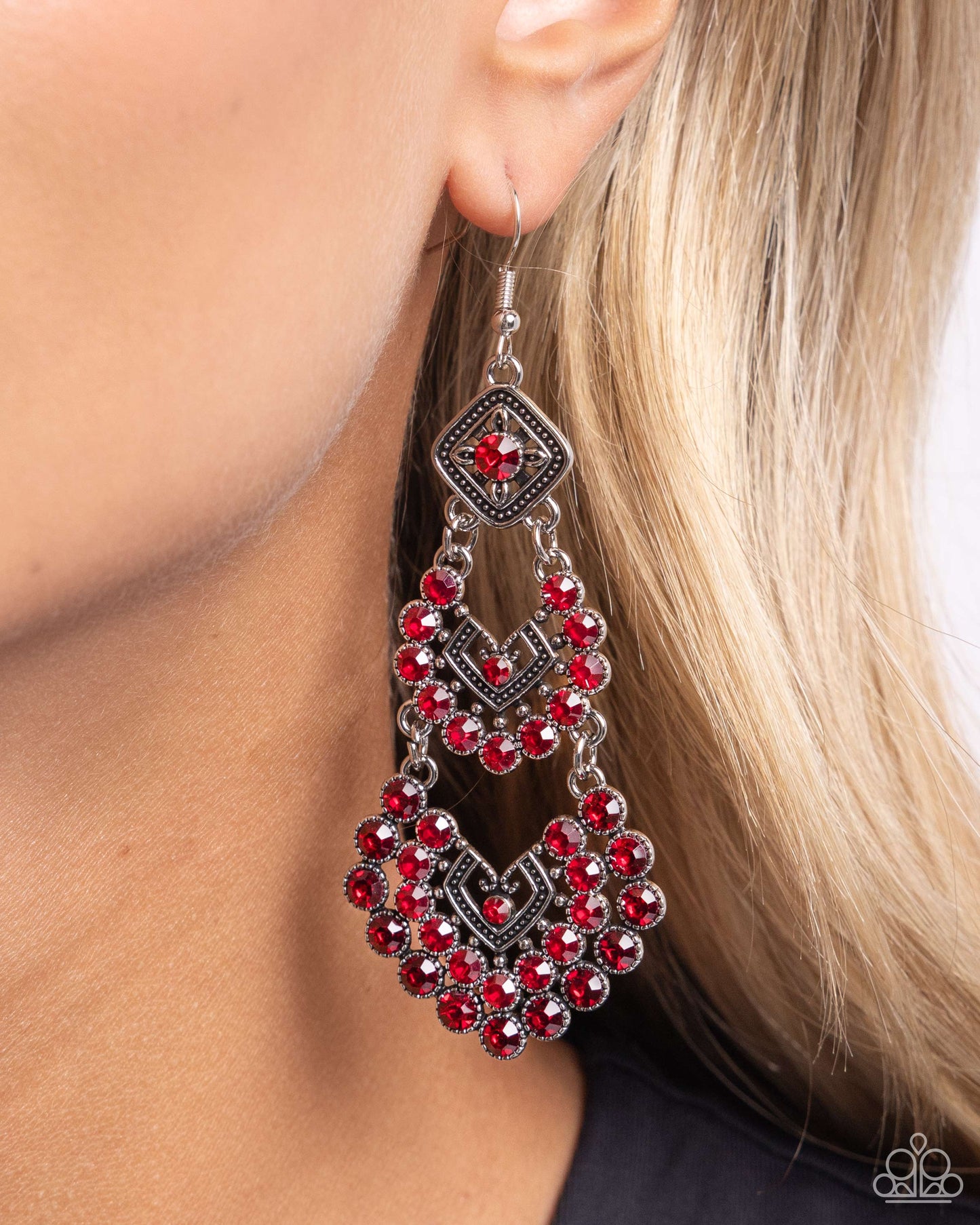 All For The GLAM - red - Paparazzi earrings