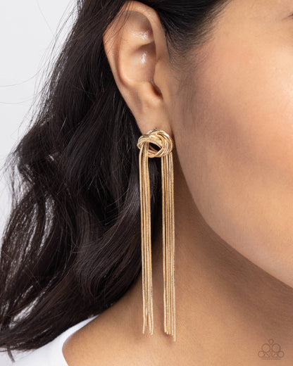 All STRANDS On Deck - gold - Paparazzi earrings