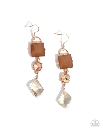 Alluring Assertion - rose gold - Paparazzi earrings