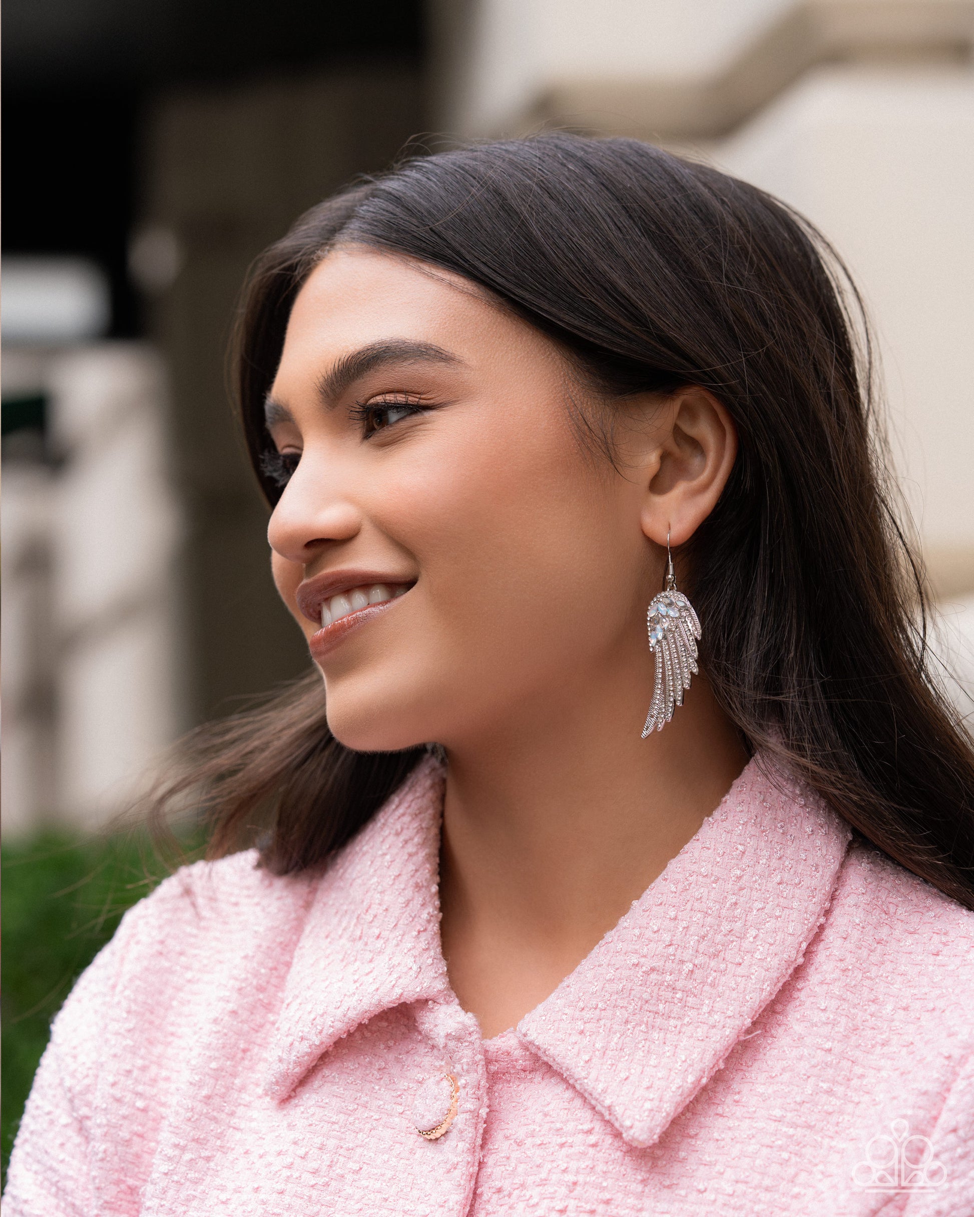 Angelic Angles - white - Paparazzi earrings