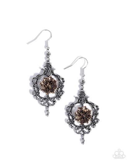 Antique Abloom - silver - Paparazzi earrings