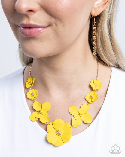 Arranged Aria - yellow - Paparazzi necklace