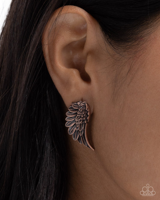 Articulate Angel - copper - Paparazzi earrings
