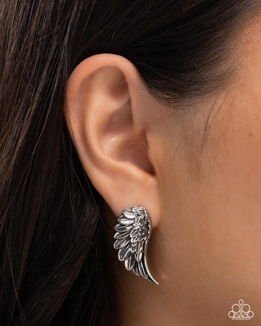 Articulate Angel - silver - Paparazzi earrings