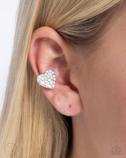 As Far As It GLOWS - white - Paparazzi ear cuff