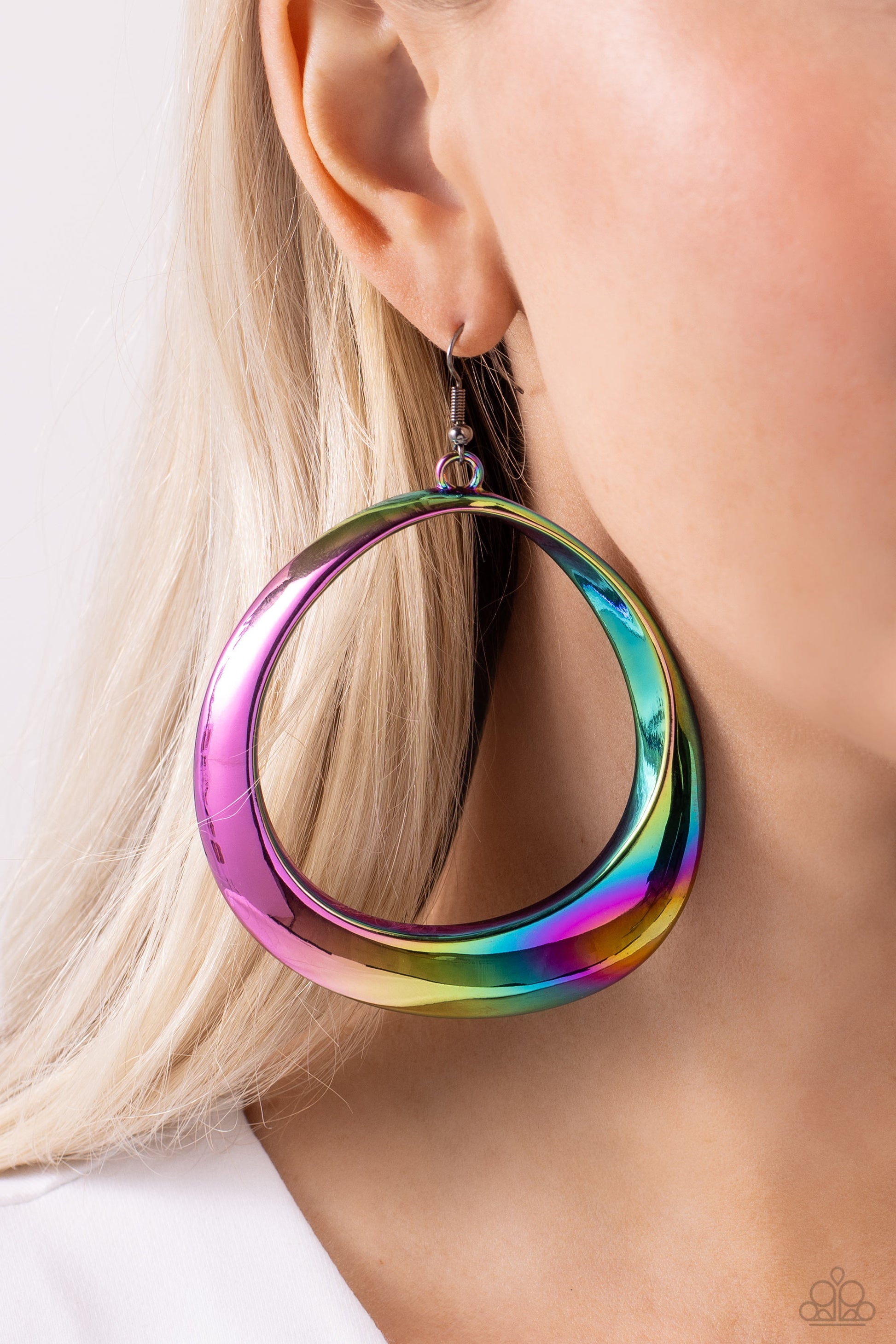 Asymmetrical Action - multi - Paparazzi earrings