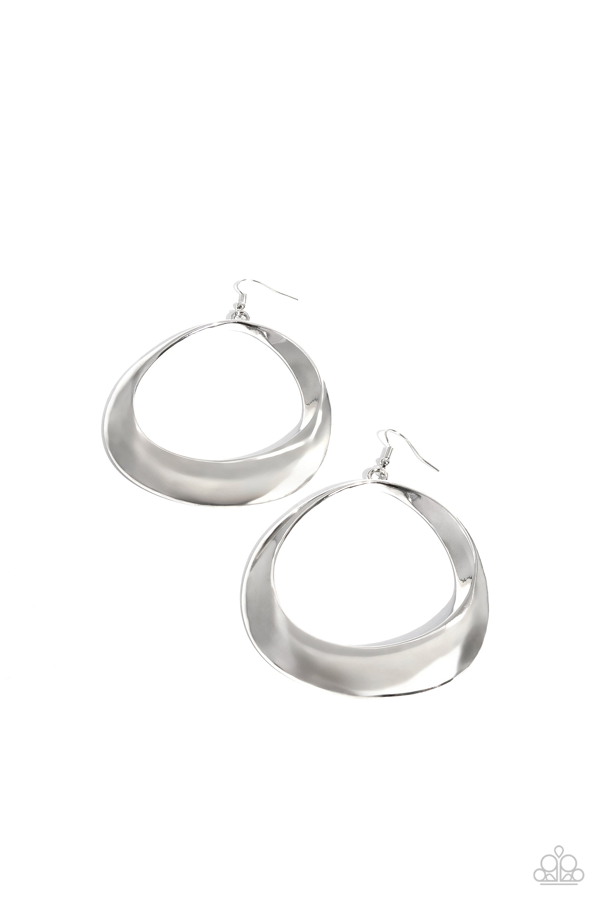 Asymmetrical Action - silver - Paparazzi earrings