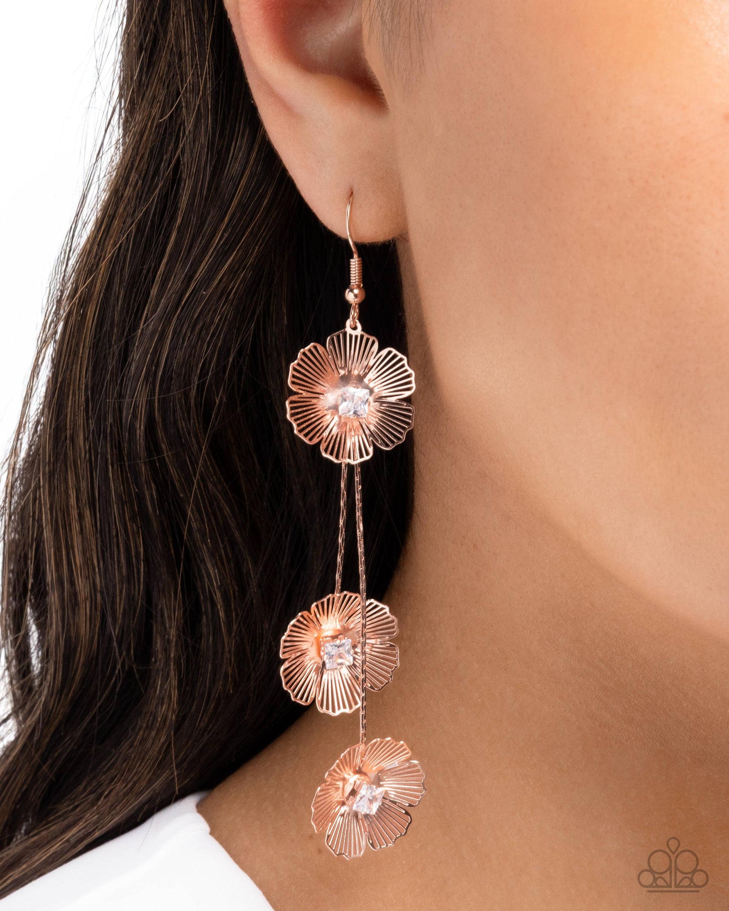 Audaciously Aerial - rose gold - Paparazzi earrings
