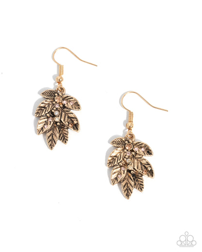 Autumnal Leaves - gold - Paparazzi earrings