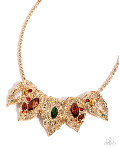 Autumnal Riot - gold - Paparazzi necklace