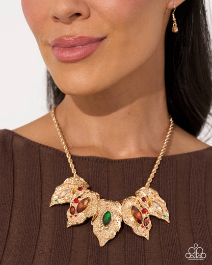 Autumnal Riot - gold - Paparazzi necklace