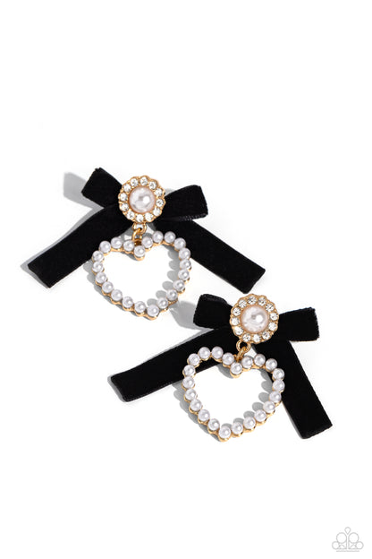 BOW and Then - gold - Paparazzi earrings