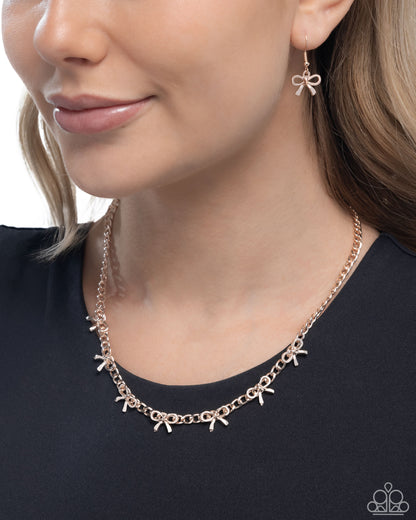 BOW the Knee - rose gold - Paparazzi necklace