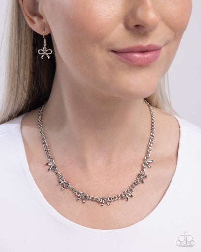 BOW the Knee - silver - Paparazzi necklace