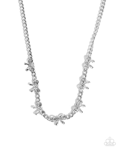 BOW the Knee - silver - Paparazzi necklace