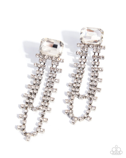 Balanced Birthright - white - Paparazzi earrings