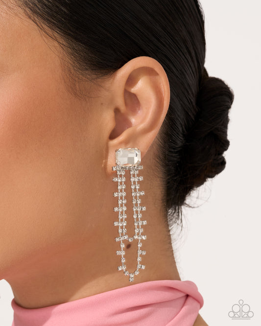 Balanced Birthright - white - Paparazzi earrings