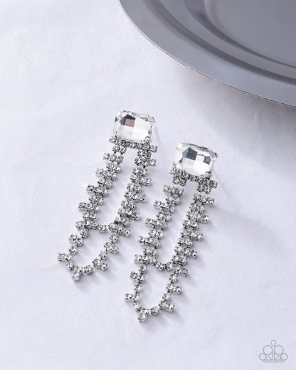 Balanced Birthright - white - Paparazzi earrings