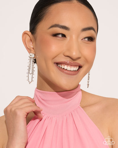 Balanced Birthright - white - Paparazzi earrings