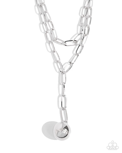 Balancing Ball - silver - Paparazzi necklace