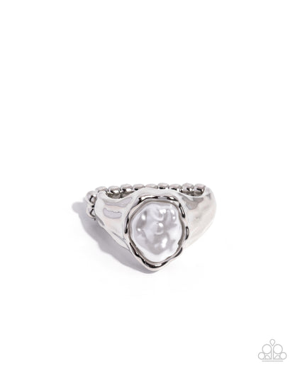Baroque Moment - white - Paparazzi ring