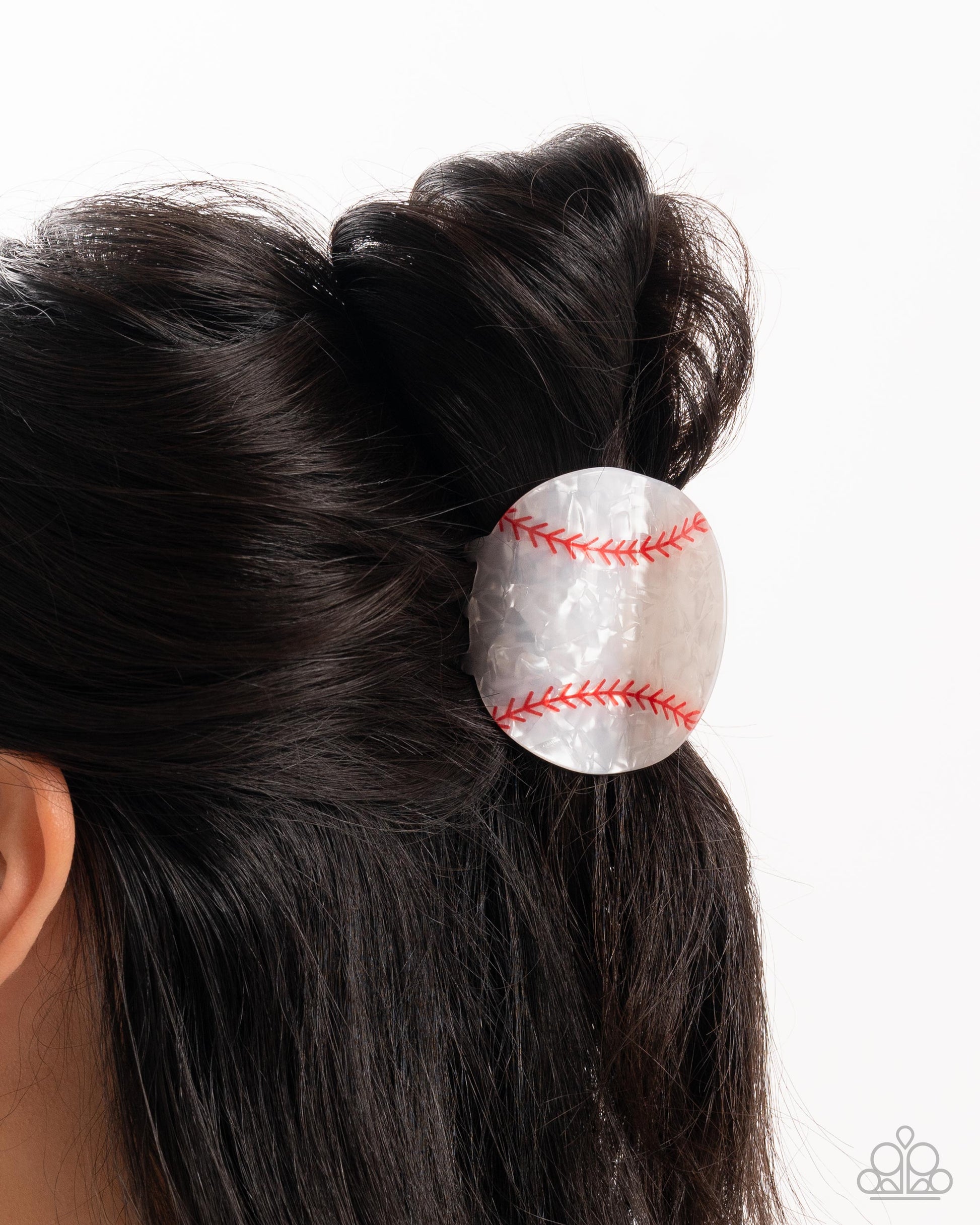 Baseball Babe - white - Paparazzi hair clip