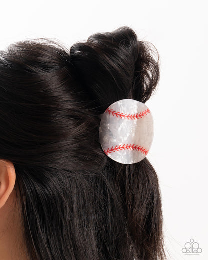 Baseball Babe - white - Paparazzi hair clip