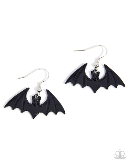Bat Cave - black - Paparazzi earrings