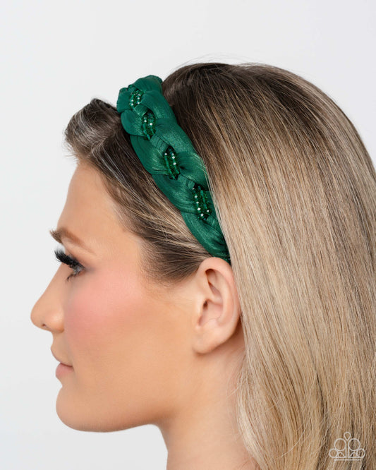 Beaded Boarding School - green - Paparazzi headband