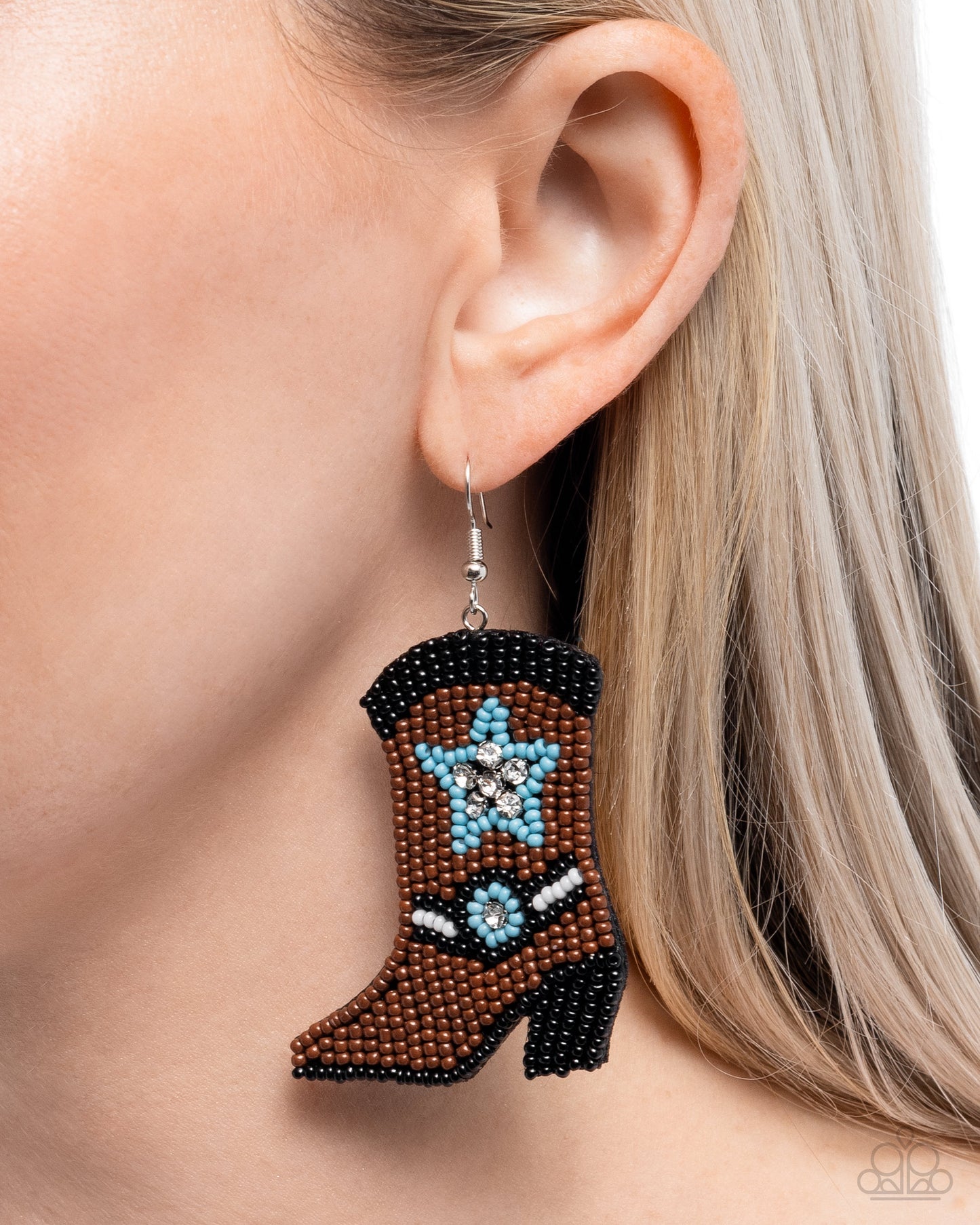 Beaded Boot - brown - Paparazzi earrings