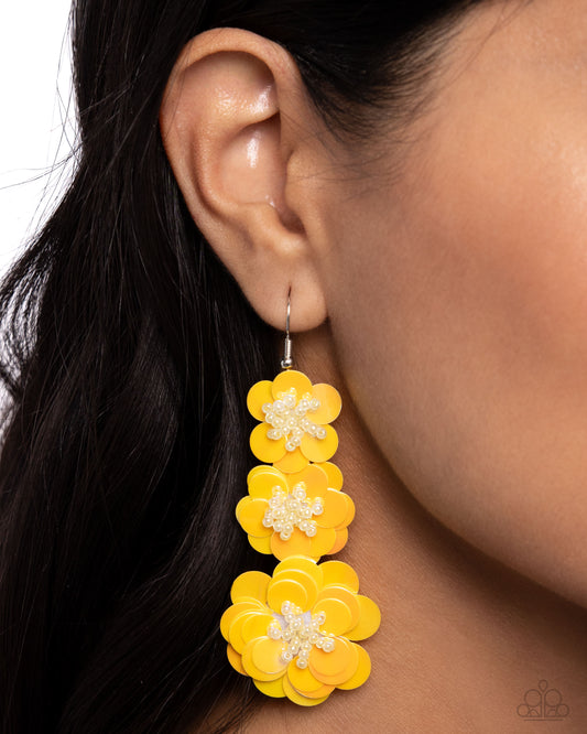 Beaded Bouquet - yellow - Paparazzi earrings