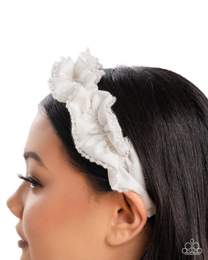 Beaded Broadcast - white - Paparazzi headband