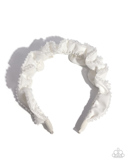 Beaded Broadcast - white - Paparazzi headband