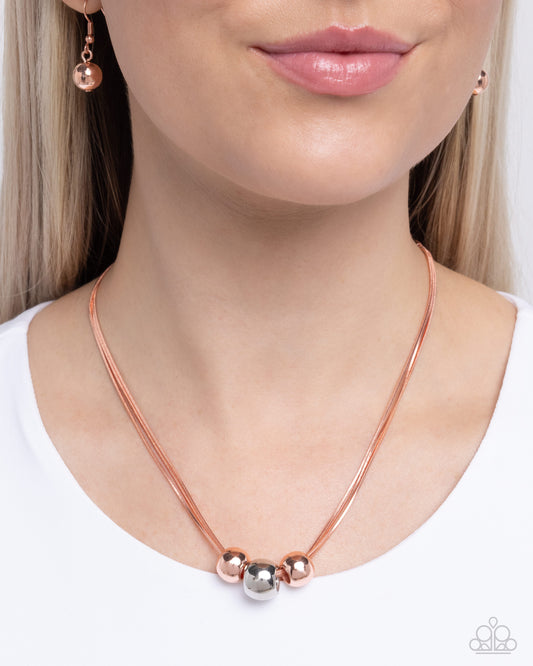 Beaming Beads - copper - Paparazzi necklace