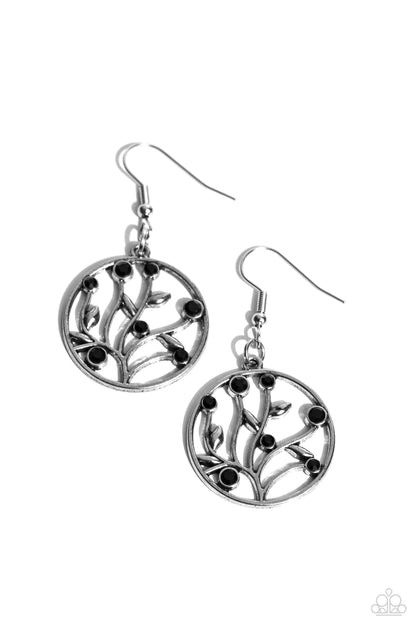 Bedazzlingly Branching - black - Paparazzi earrings